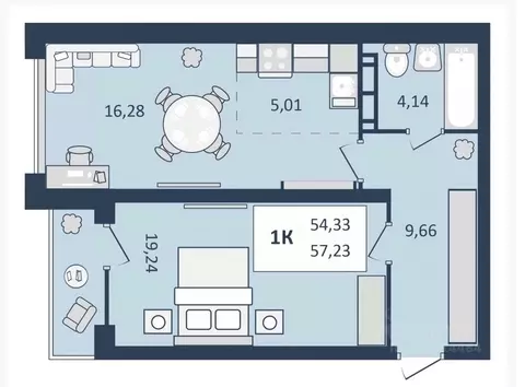 1-к кв. Ставропольский край, Кисловодск  (57.23 м)