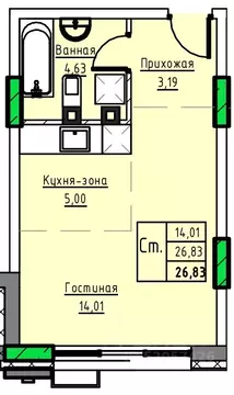 1-к кв. Алтайский край, Заринск 1-й мкр,  (26.83 м)
