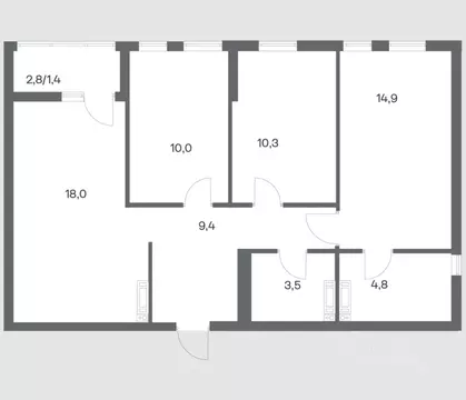 3-к кв. Калининградская область, Калининград ул. Юрия Гагарина, 30 ...