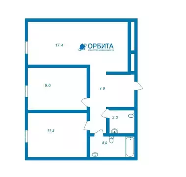 2-комнатная квартира: Дударева, улица Сергея Джанбровского, 19к1 (54.3 ...