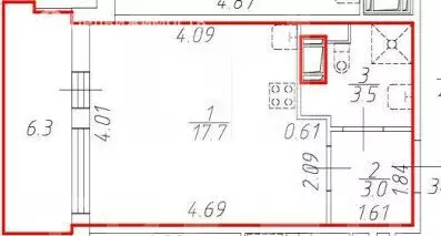 Квартира-студия: Санкт-Петербург, Арцеуловская аллея, 19 (24.2 м)