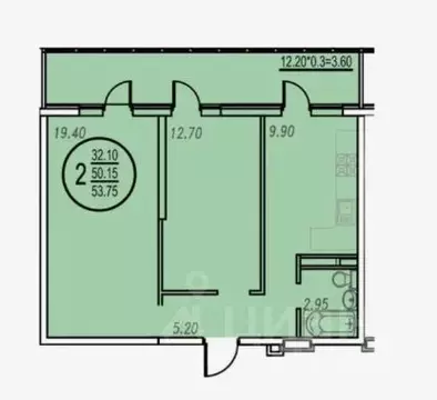 2-к кв. Краснодарский край, Краснодар Российская ул., 267к3 (53.75 м)