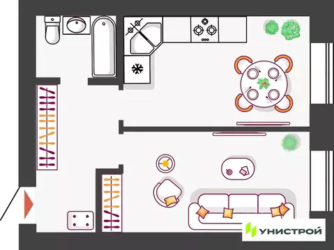 1-к кв. Самарская область, Тольятти бул. Итальянский, 2 (41.77 м)