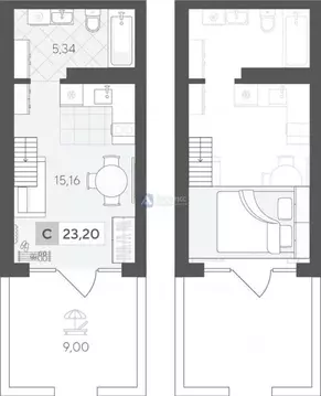 Студия Тюменская область, Тюмень ул. Сергея Корепанова, 34 (29.5 м)