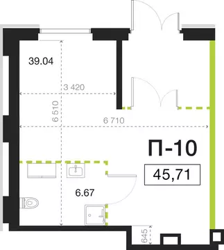 Помещение свободного назначения (45.71 м)