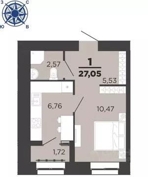 1-к кв. Рязанская область, Рязань ул. Семчинская, 8 (27.05 м)