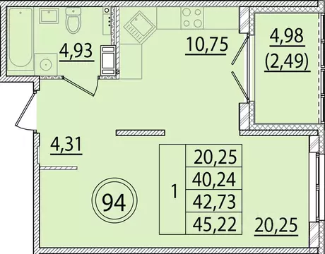 1-к кв. Санкт-Петербург пос. Шушары, ул. Соколиная, 4к1 (40.24 м)