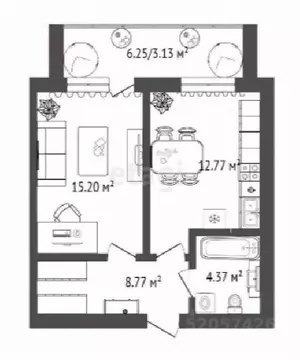 1-к кв. Омская область, Омск ул. Гусарова, 48 (45.35 м)