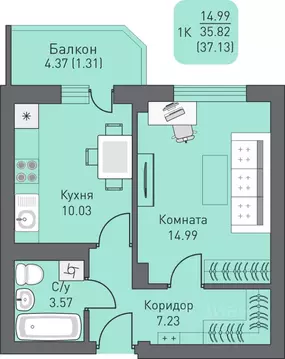 1-к кв. Ханты-Мансийский АО, Сургутский район, Белый Яр пгт, пос. ...