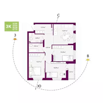 3-к кв. Свердловская область, Екатеринбург просп. Космонавтов, 103А ...
