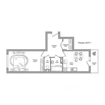 1-к кв. Ярославская область, Ярославль 2-й мкр,  (45.37 м)