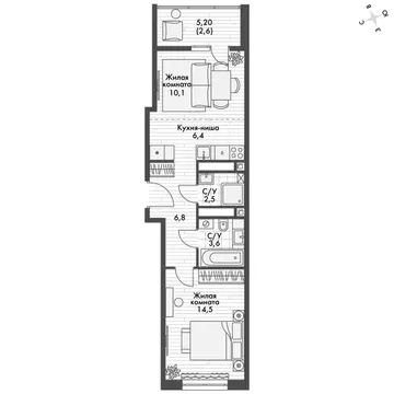 2-к кв. Татарстан, Зеленодольский район, Октябрьское с/пос, пос. ...