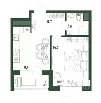 1-к кв. Воронежская область, Воронеж бул. Содружества, 6 (37.3 м)