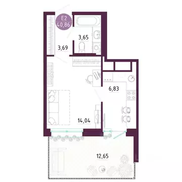 1-к кв. Тульская область, Тула ул. Купцов Гречихиных (40.86 м)