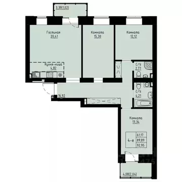 4-к кв. Красноярский край, Красноярск ул. Елены Стасовой, 82 (89.1 м)