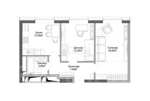 3-комнатная квартира: Осиновая Гора, улица Аркадия Шипунова, 1 (78 м)