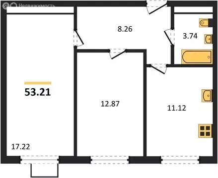 2-комнатная квартира: Пенза, улица Яшиной, 18 (53.21 м)