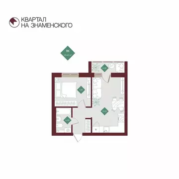 1-комнатная квартира: Тобольск, микрорайон 3Б, 6Бк2 (45.42 м)