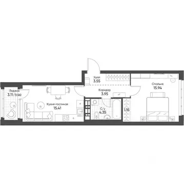 1-к кв. Свердловская область, Екатеринбург бул. Вдохновения, 4 (46.0 ...