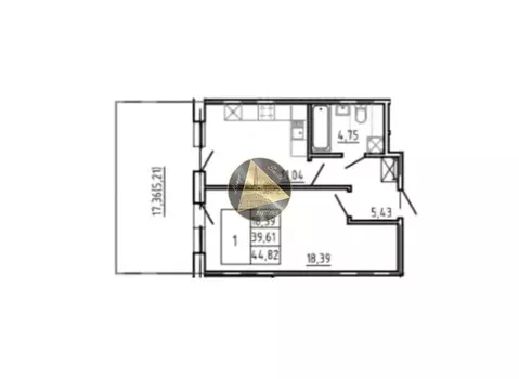 1-комнатная квартира: Сестрорецк, улица Инструментальщиков, 18 (44.82 ...