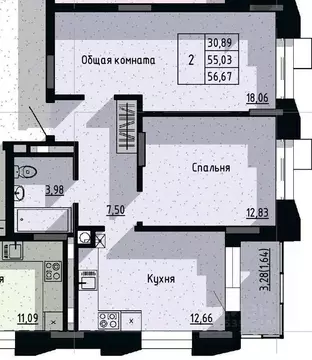 2-к кв. Саха (Якутия), Якутск пос. Геологов,  (56.67 м)