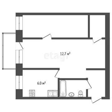 2-комнатная квартира: Тюмень, улица Свердлова, 2 (44 м)