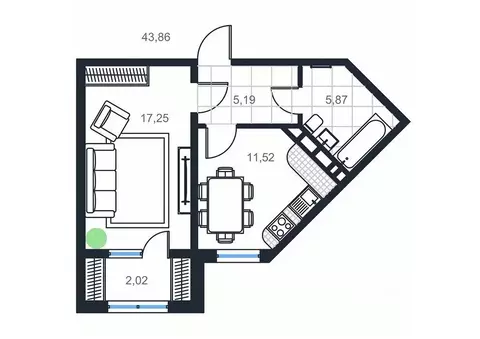 1-к кв. Дагестан, Каспийск просп. Акулиничева (43.86 м)