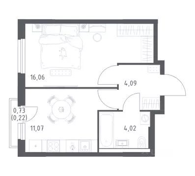 1-к кв. Башкортостан, Уфа ул. Минигали Губайдуллина, 8к9 (35.46 м)