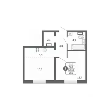 2-к кв. Кировская область, Киров ул. Потребкооперации, 34 (38.9 м)
