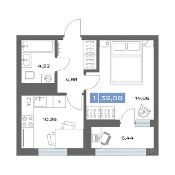 1-к кв. Тюменская область, Тобольск пер. Радищева, 17 (39.08 м)