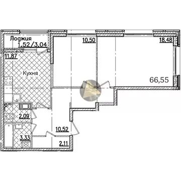 2-комнатная квартира: Санкт-Петербург, проспект Маршала Блюхера, 3к2 ...