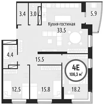 3-к кв. Тюменская область, Тюмень ул. Мельникайте, 30к1 (106.9 м)