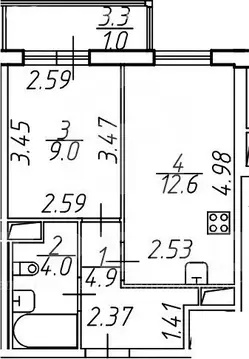 1-комнатная квартира: Мурино, Графская улица, 6к1 (31.5 м)