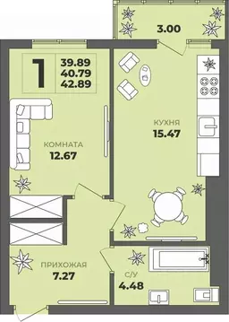 1-к кв. Калининградская область, Калининград ул. Генерала Толстикова, ...
