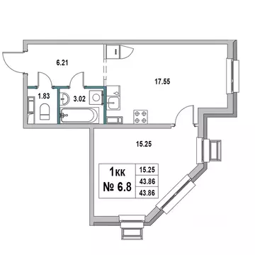 1-к кв. Ленинградская область, Выборг ул. 2-я Южная, 4 (43.86 м)