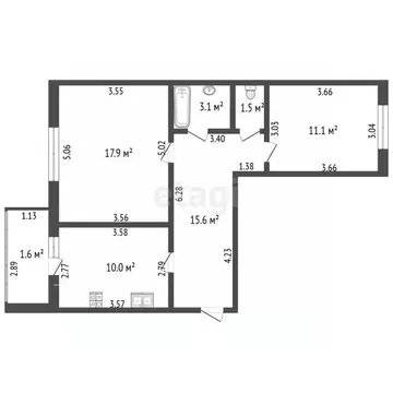 2-к кв. Башкортостан, Стерлитамак ул. Карла Маркса, 160 (59.2 м)