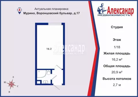 Студия Ленинградская область, Мурино Всеволожский район, бул. ...