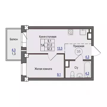 1-к кв. Псковская область, Псковский район, Завеличенская волость, д. ...