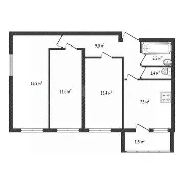 3-к кв. Брянская область, Брянск Гражданская ул., 12 (62.5 м)