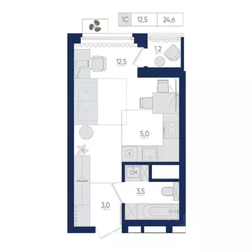 1-к кв. Башкортостан, Уфа бул. Яркий (24.6 м)