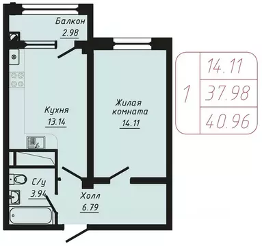 1-к кв. Ставропольский край, Кисловодск ул. Фоменко (40.96 м)
