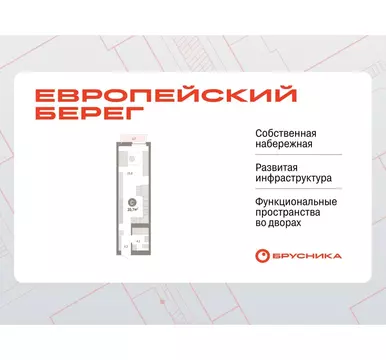 Квартира-студия: Новосибирск, Большевистская улица, 66 (35.74 м)