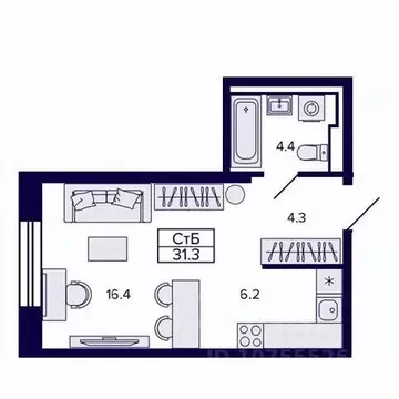Студия Хабаровский край, Хабаровск ул. Карла Маркса, 96/1 (31.36 м)