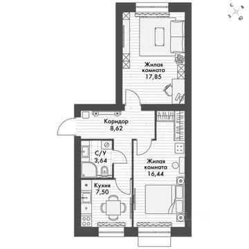 2-к кв. Татарстан, Зеленодольский район, Октябрьское с/пос, пос. ...
