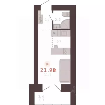 1-к кв. Алтайский край, Новоалтайск ул. Южсиба, 52А (21.9 м)