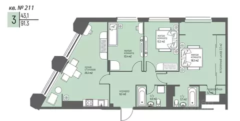 3-к кв. Нижегородская область, Нижний Новгород Спортивный мкр, ...