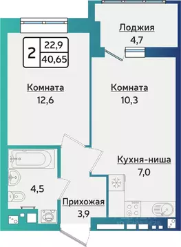 2-к кв. Удмуртия, Ижевск ул. 40 лет Победы, 121 (40.65 м)
