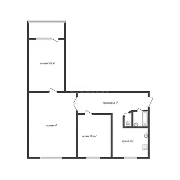 3-комнатная квартира: Ижевск, улица Ленина, 158 (54.8 м)