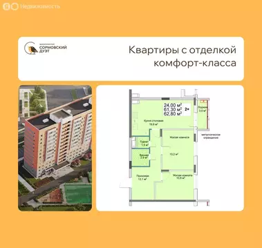 2-комнатная квартира: Нижний Новгород, квартал Кооперативный посёлок, ...