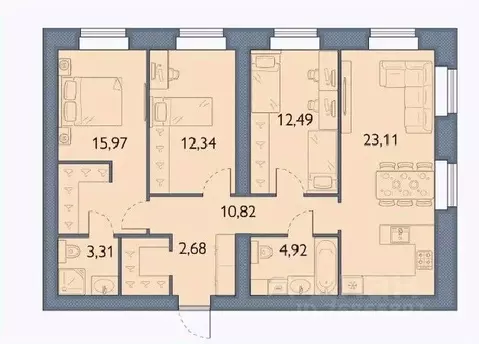 3-к кв. Брянская область, Брянский район, пос. Мичуринский, ...